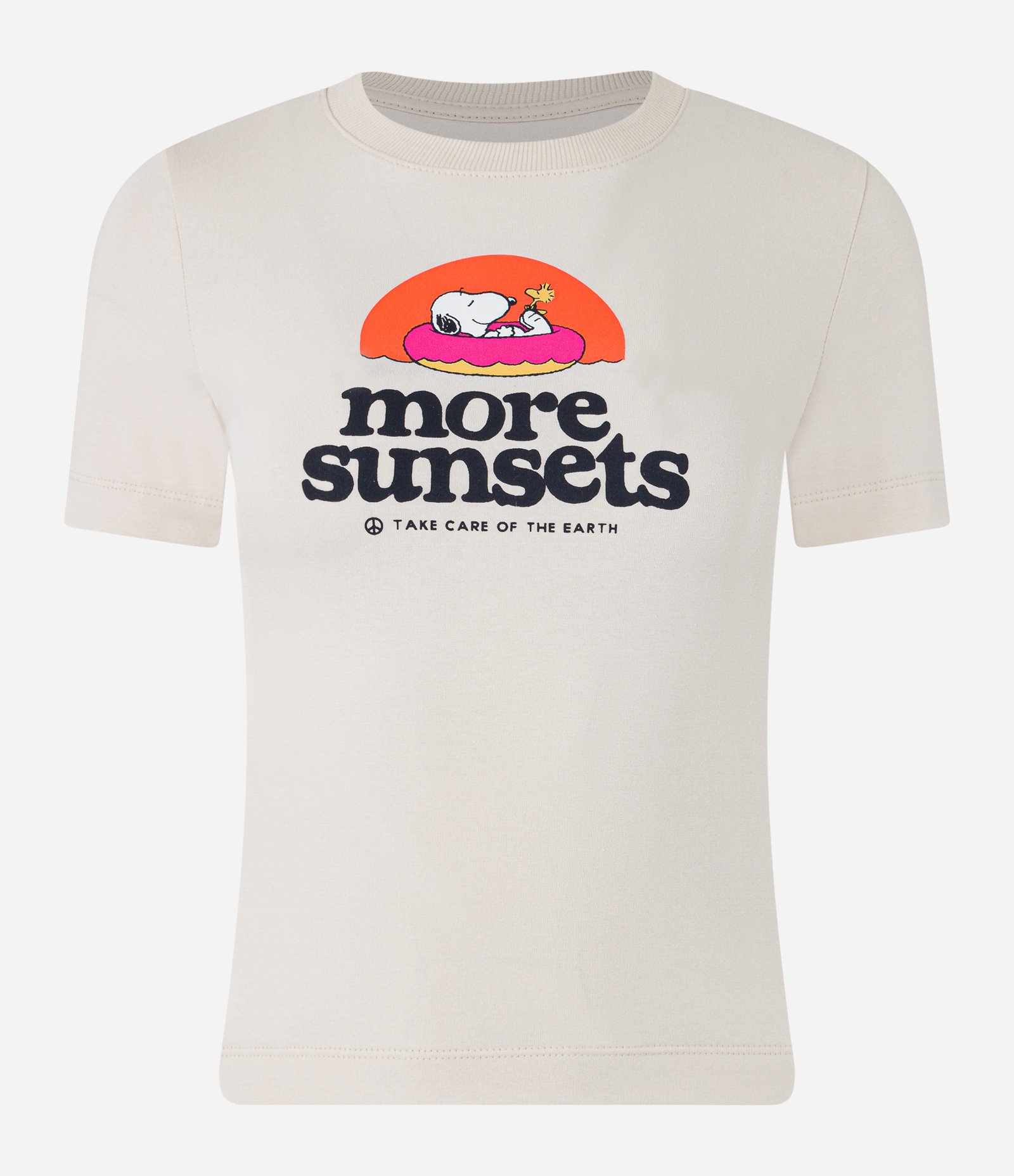 Blusa Baby Tee em Algodão com Estampa Snoopy na Praia Off White 4
