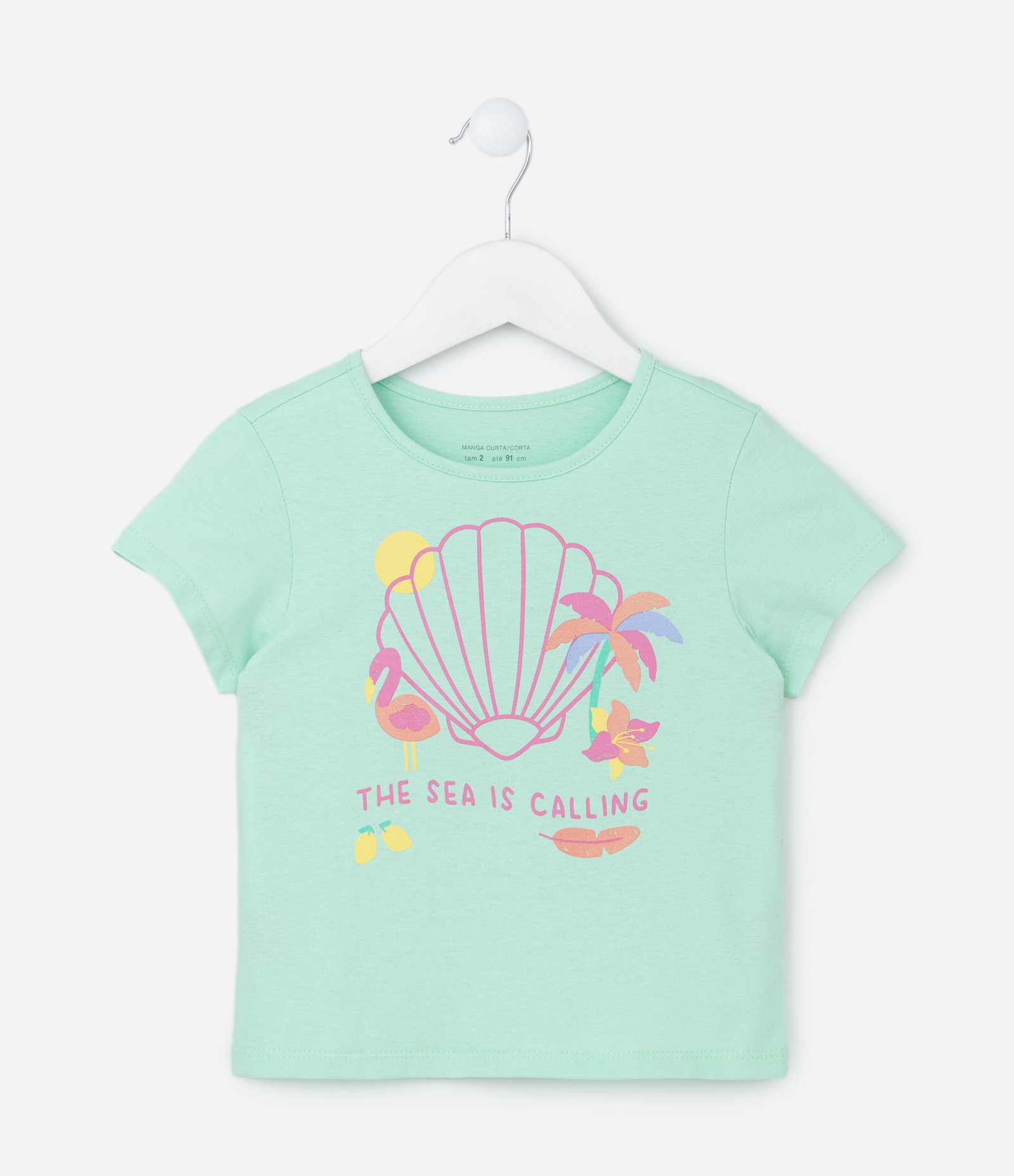 Blusa Infantil com Estampa Conchinha - Tam 1 a 5 Anos Verde 1