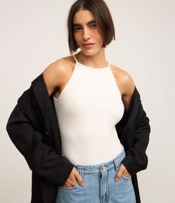 Body em Ribana com Gola Redonda