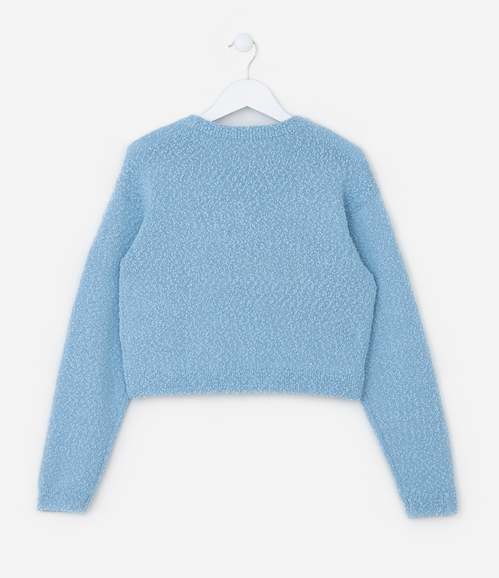 Suéter Curto Infantil em Tricô com Textura - Tam 5 a 14 Anos Azul 2