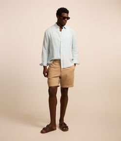 Bermuda de Alfaiataria em Viscolinho com Bolsos