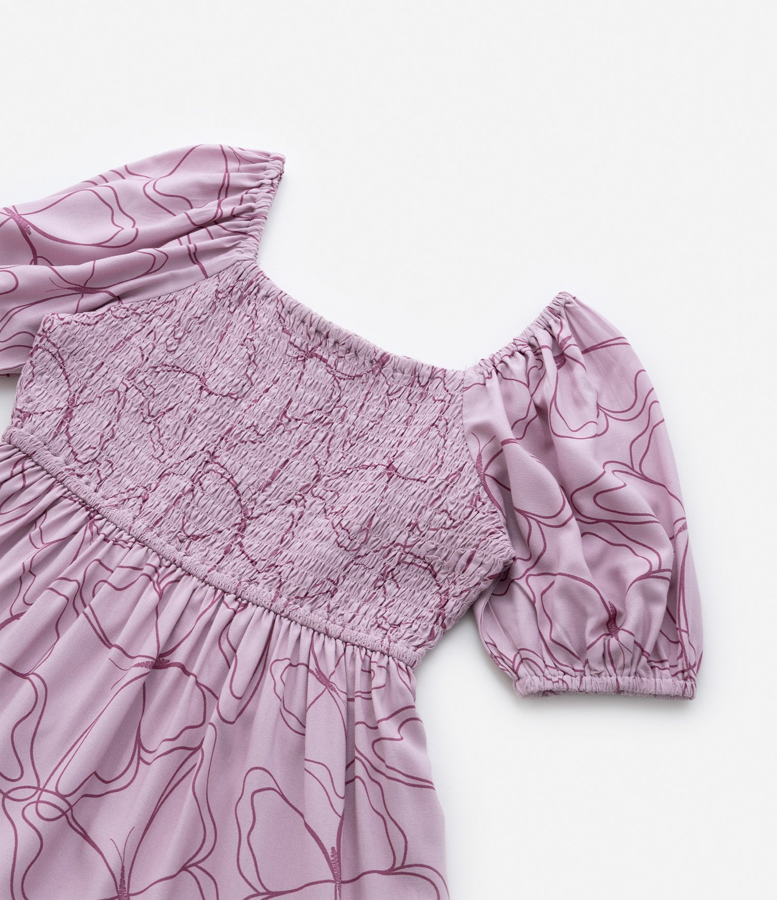 Vestido Infantil com Mangas Bufantes e Estampa Borboleta - Tam 5 a 14 Anos Rosa 5