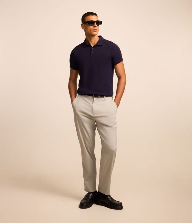 Camiseta Polo em Tricô Buclé com Textura