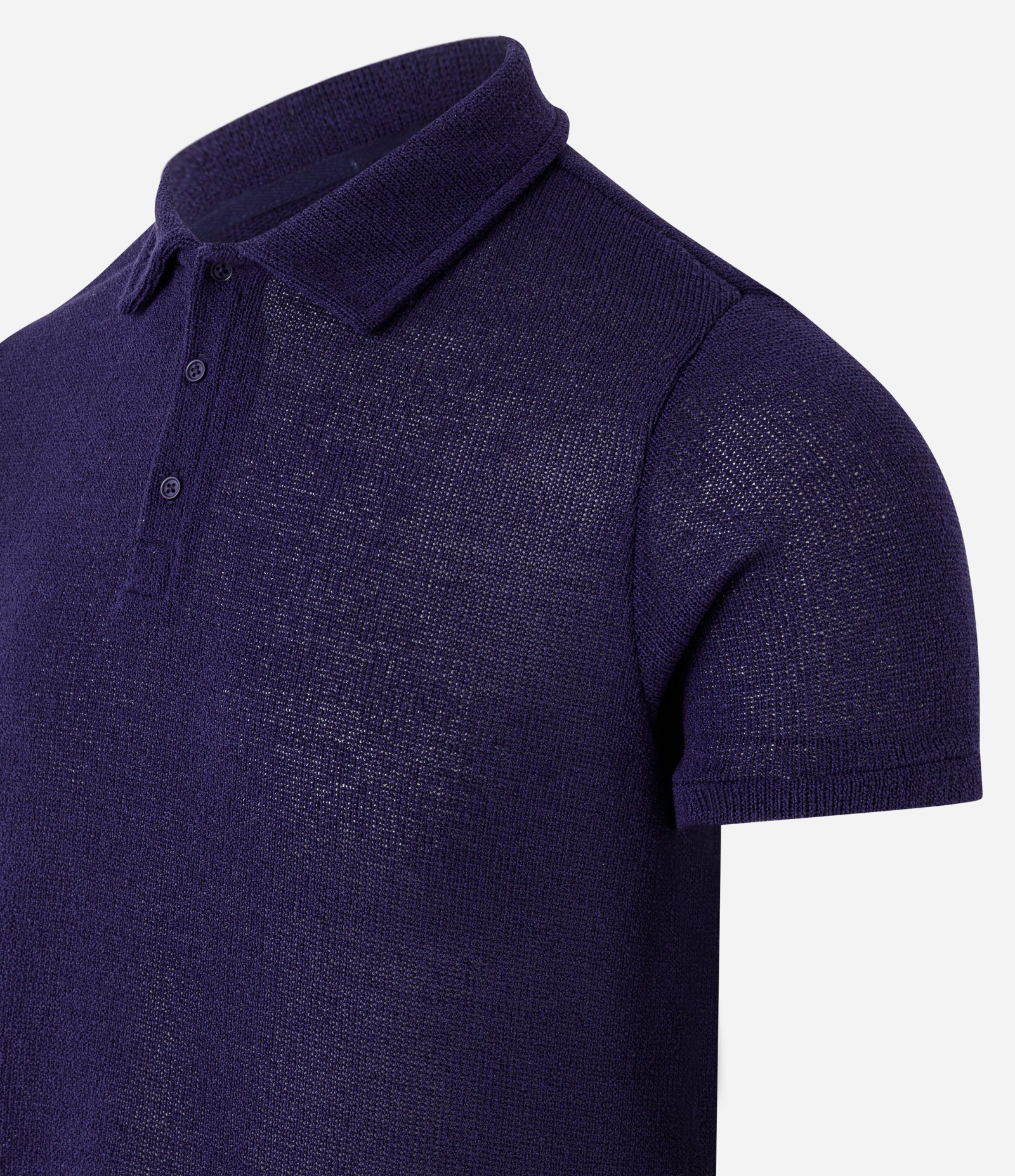 Camisa Polo em Tricô Buclé com Textura Azul Marinho 6