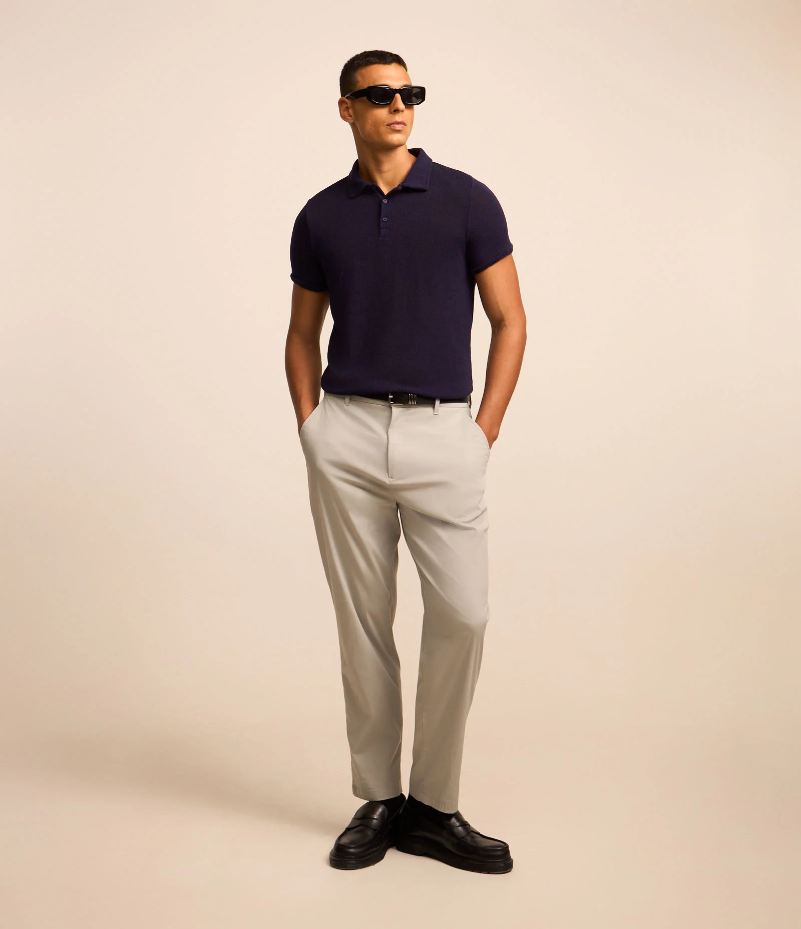 Camisa Polo em Tricô Buclé com Textura Azul Marinho 2