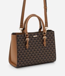 Bolsa Satchel 2 em 1 com Alça Removível e Estampa Triângulo