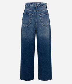 Calça Wide Leg Cropped em Jeans com Barra Cortada