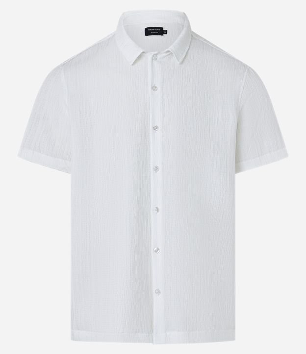 Camisa Regular com Textura e Gola Colarinho