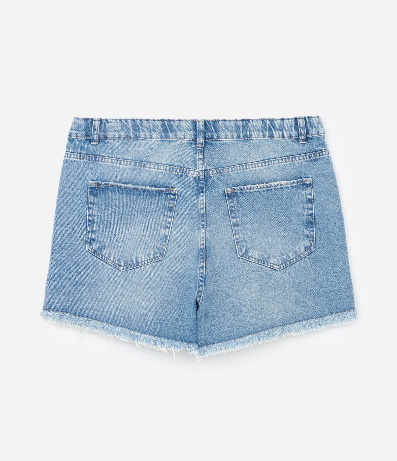 Short Boyfriend em Jeans com Puídos Curve & Plus Size Azul 6