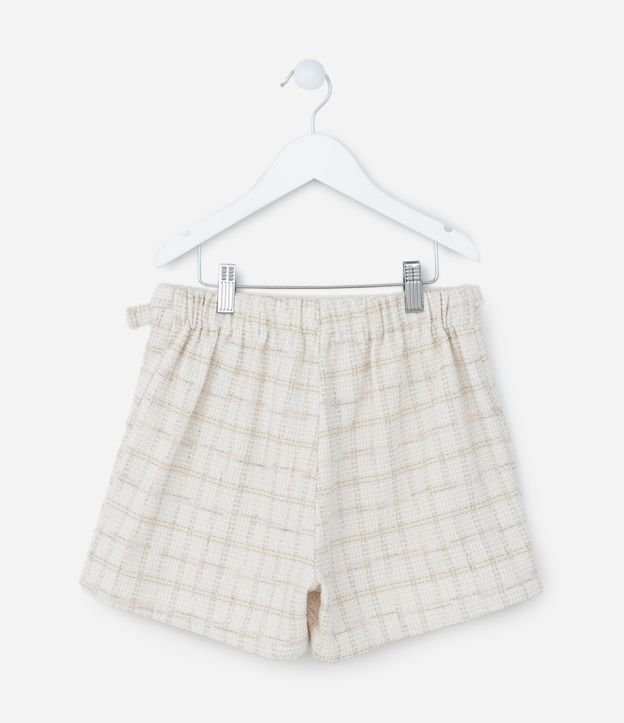 Short Saia Envelope Infantil em Tweed com Estampa Xadrez - Tam 5 a 14 Anos
