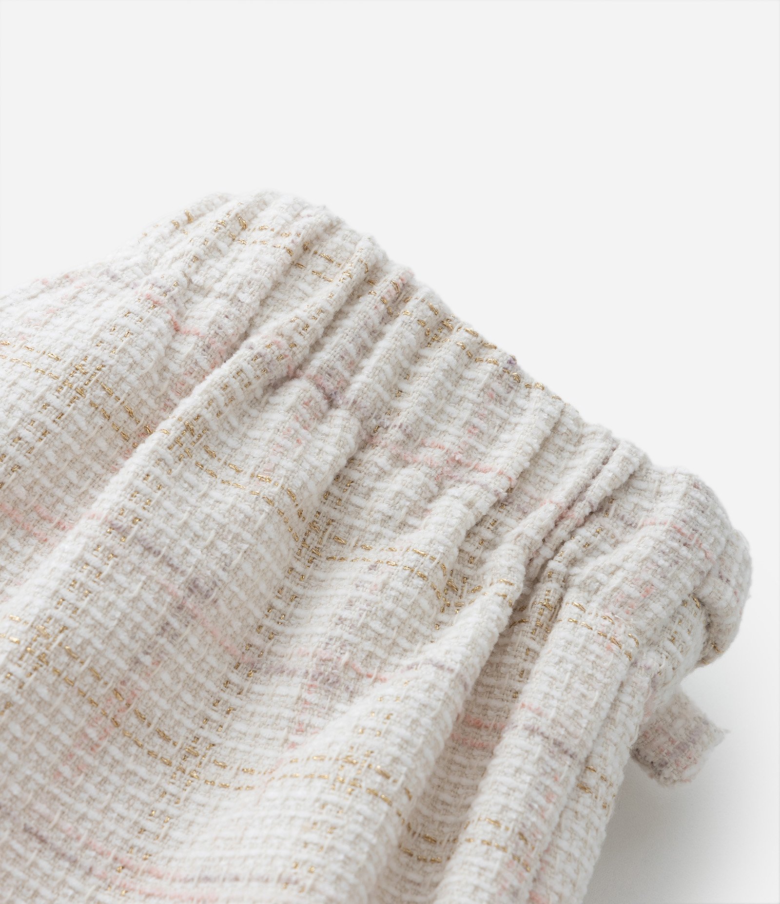 Short Saia Envelope Infantil em Tweed com Estampa Xadrez - Tam 5 a 14 Anos Off White 4