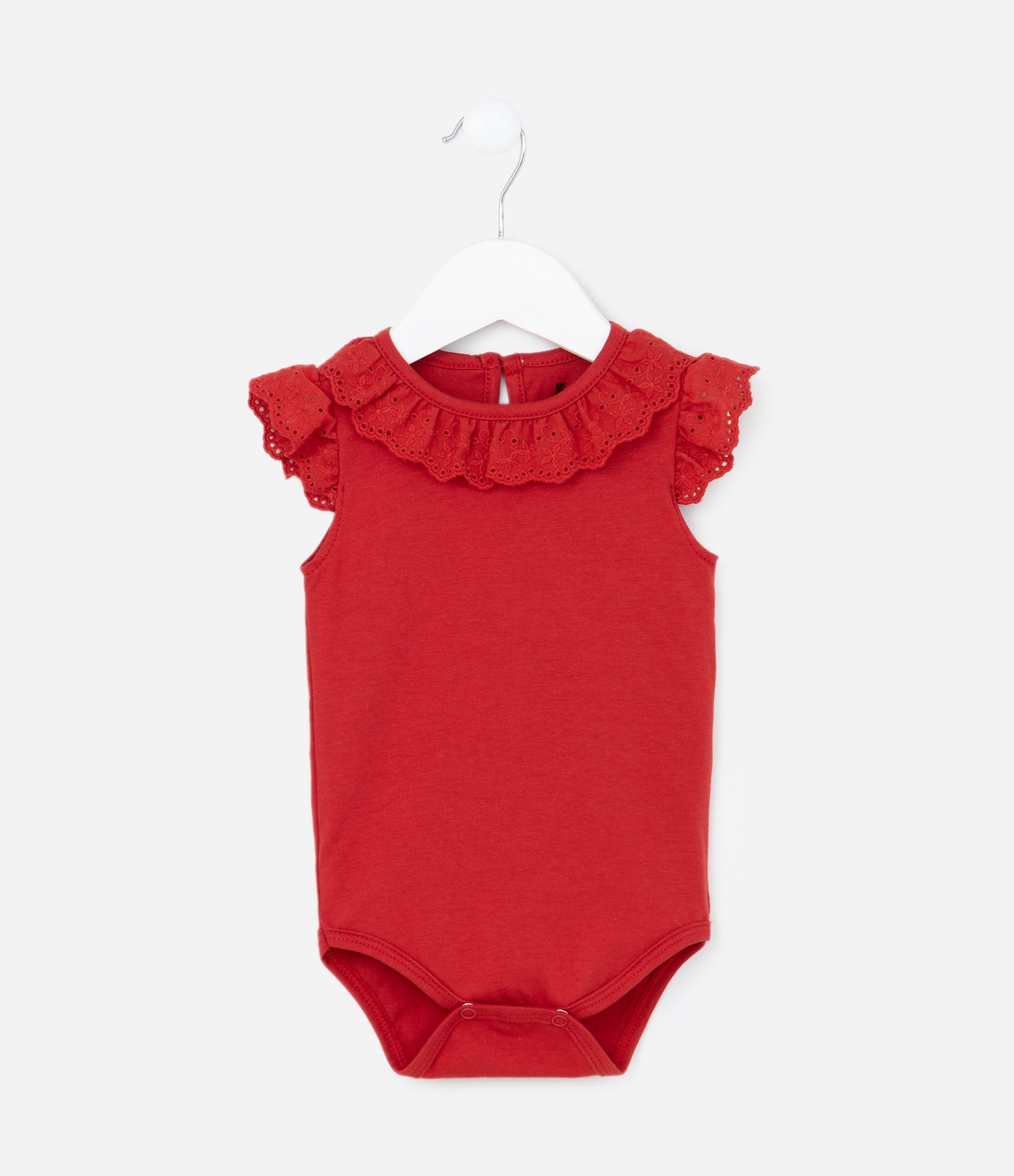 Body Infantil com Babadinho em Broderie - Tam 0 A 18 meses Vermelho 1