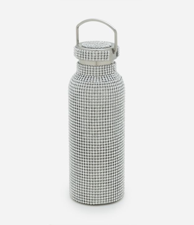 Garrafa Térmica em Metal Cravejada em Pedraria