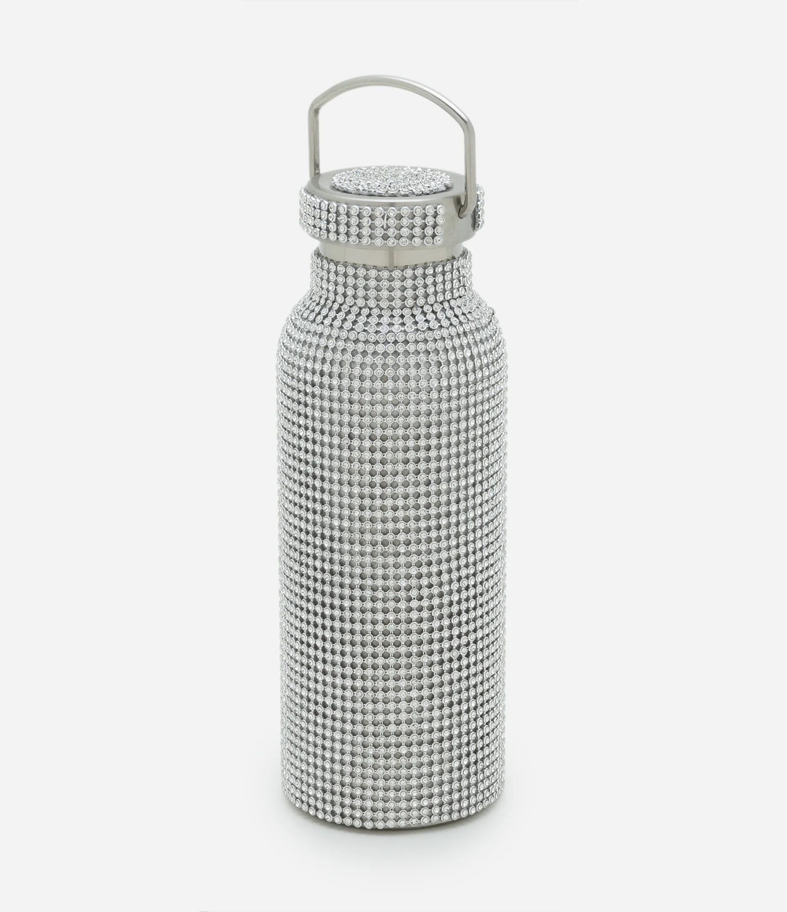 Garrafa Térmica em Metal Cravejada em Pedraria Prata 1