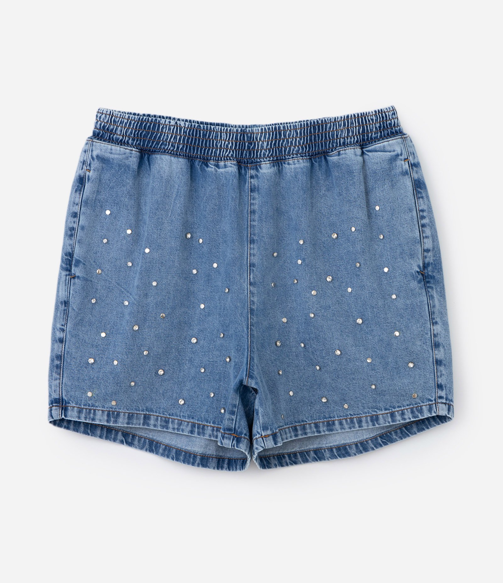 Short Comfy em Jeans com Brilhos Aplicados Curve & Plus Size Azul 5