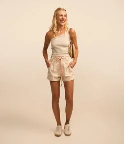Short Baggy em Sarja com Cinto Cordão