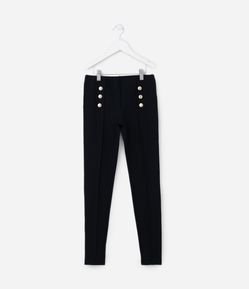 Calça Infantil em Ponto Roma com Detalhes de Botões - Tam 5 a 14 Anos