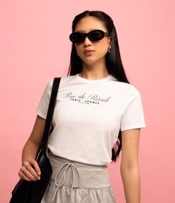 Blusa T-shirt em Algodão com Estampa Rue de Rivoli