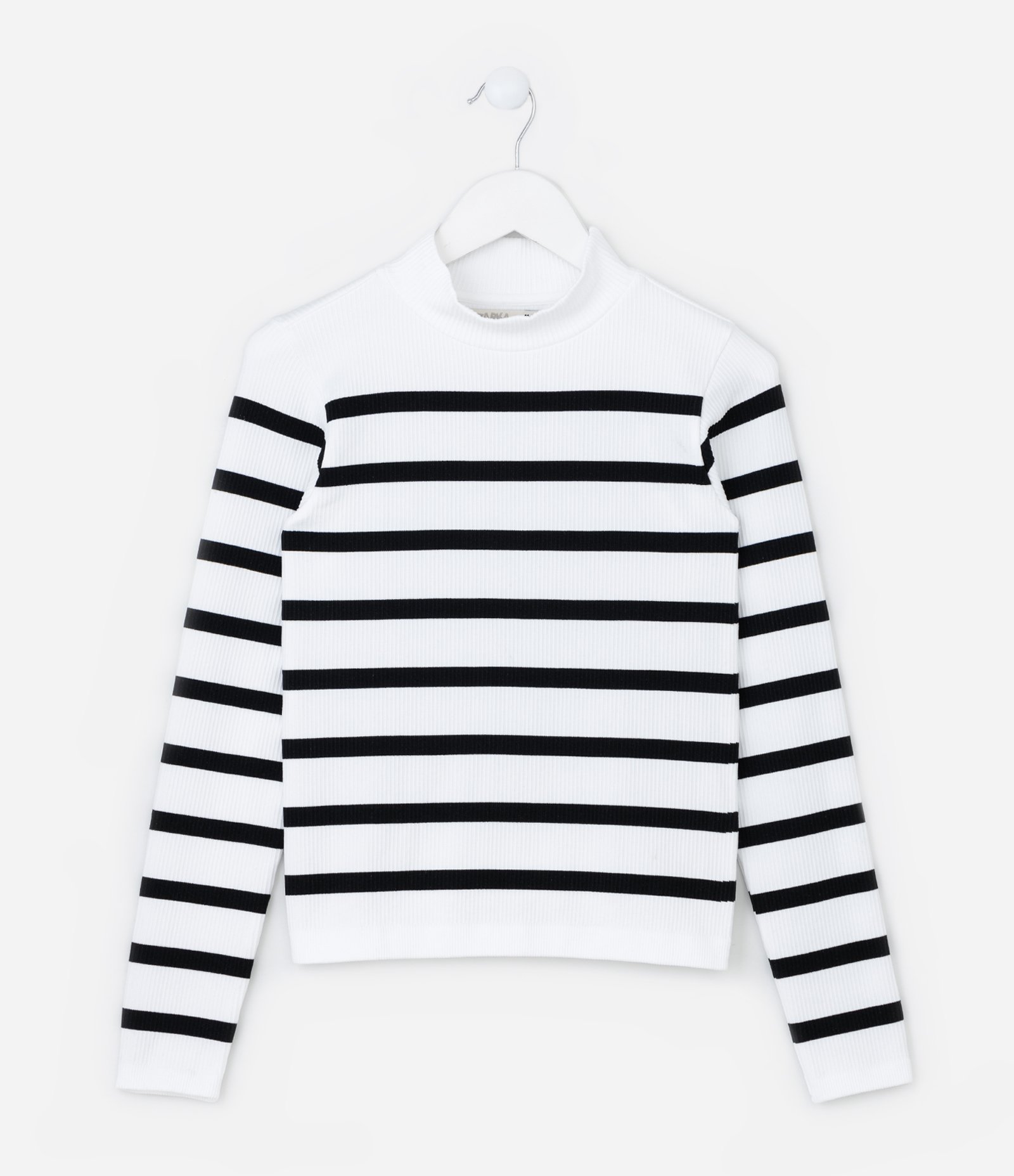 Camiseta Infantil Texturizada Seamless com Listras - Tam 5 A 14 Branco/Preto 1