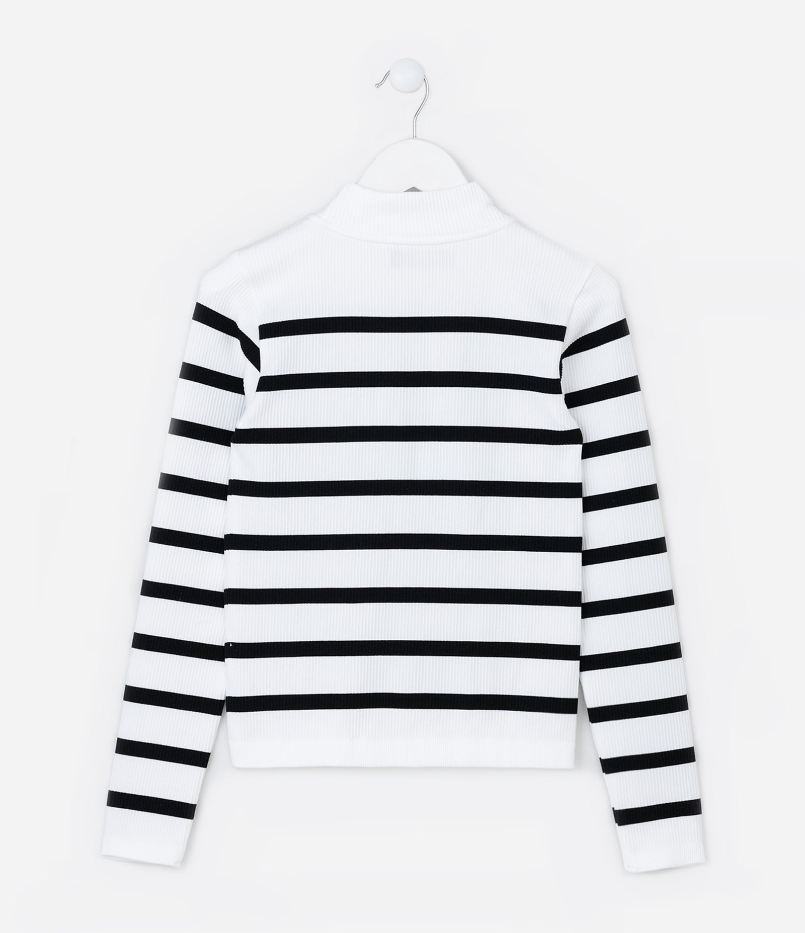 Camiseta Infantil Texturizada Seamless com Listras - Tam 5 A 14 Branco/Preto 2