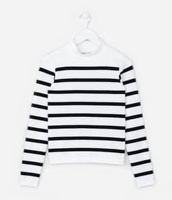 Camiseta Infantil Texturizada Seamless com Listras - Tam 5 A 14