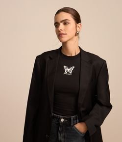 Blusa Baby Tee com Estampa Borboleta Somewher
