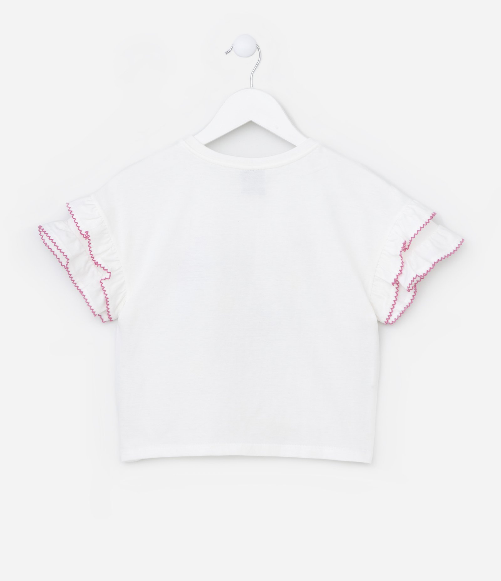 Blusa Curta Infantil com Babadinhos e Estampa Floral - Tam 5 a 14 Anos Branco Neve 3