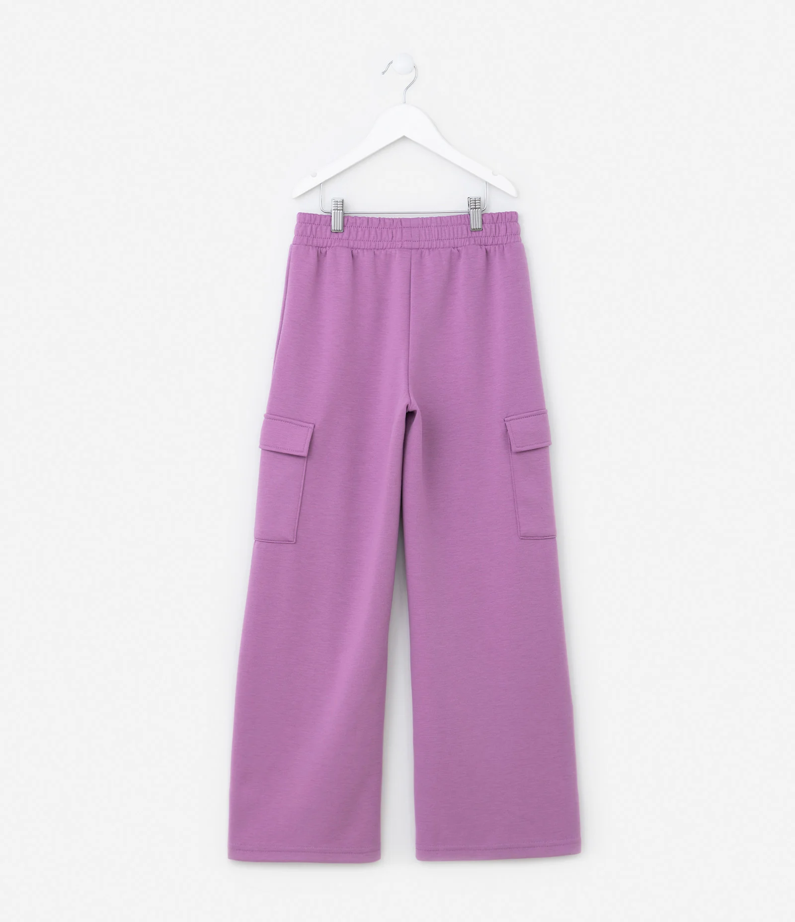 Calça Wide Leg Infantil com Bolsos Cargo - Tam 5 a 14 Anos Roxo 2