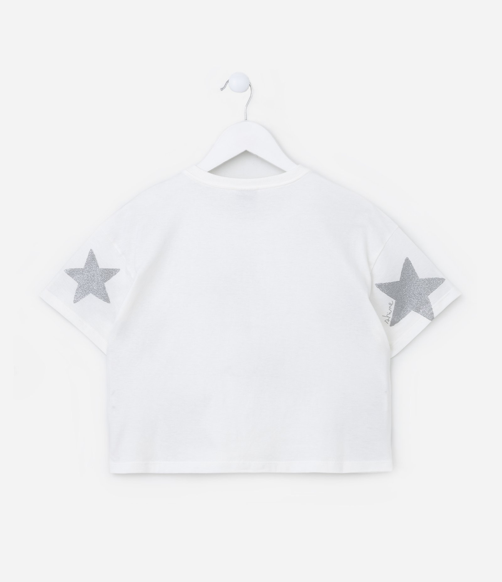 Blusa Cropped Infantil com Estampa de Estrelas - Tam 5 a 14 Anos Branco Neve 2
