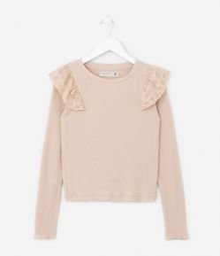 Blusa Infantil em Ribana com Babados - Tam 5 a 14 Anos