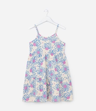 Vestido Infantil em Algodão com Estampa Floral - Tam 5 a 14 Anos