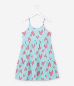 Vestido Infantil com Estampa Corações - Tam 5 a 14 Anos