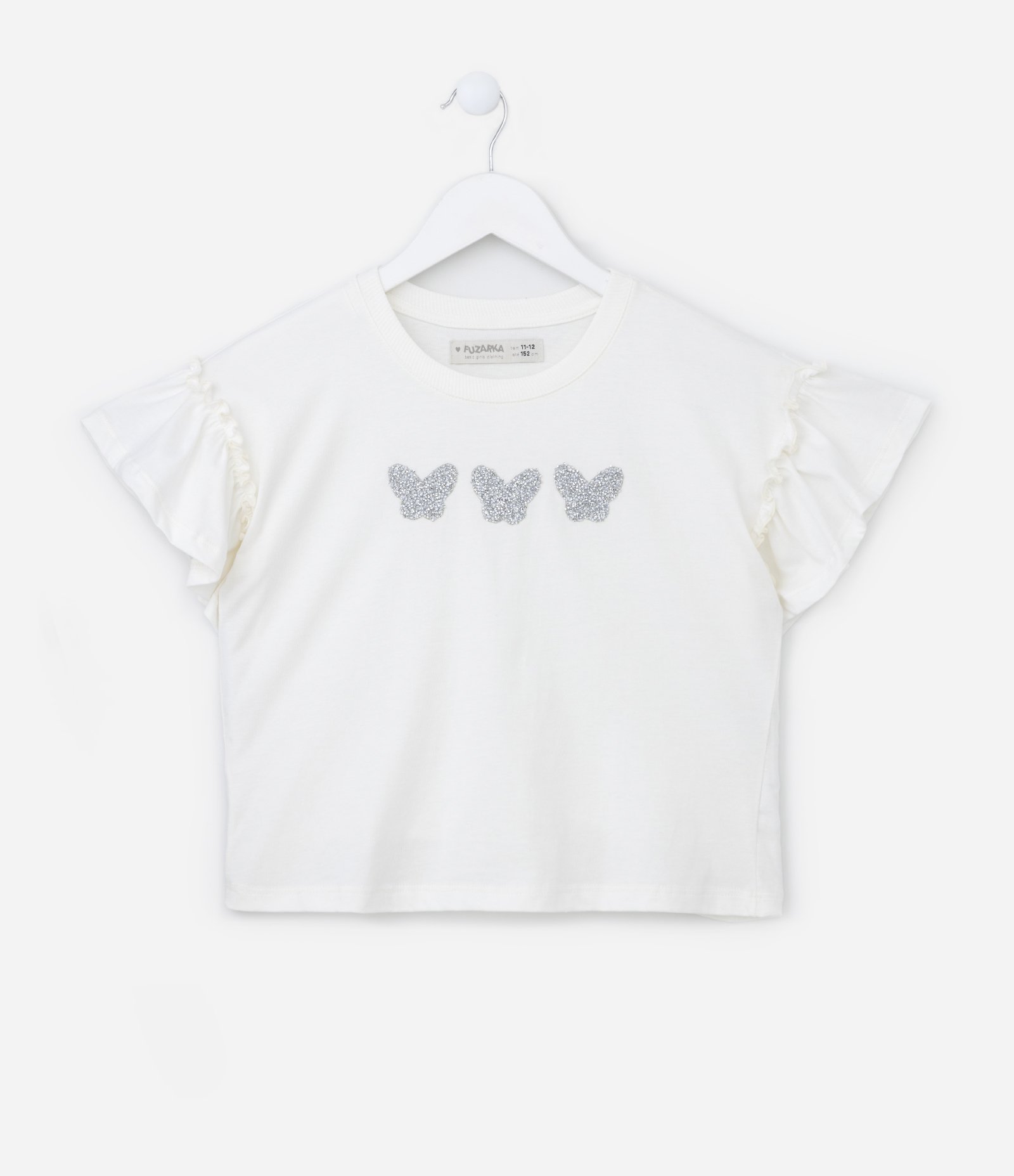 Camiseta Curta Infantil com Estampa de Borboleta - Tam 5 a 14 anos Branco Neve 1
