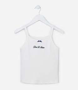 Regata Infantil Canelada com Bordado e Lacinho - Tam 5 a 14 Anos