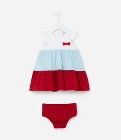 Vestidinho Infantil com Estampa Blocos de Cor - Tam 0 a 18 Meses