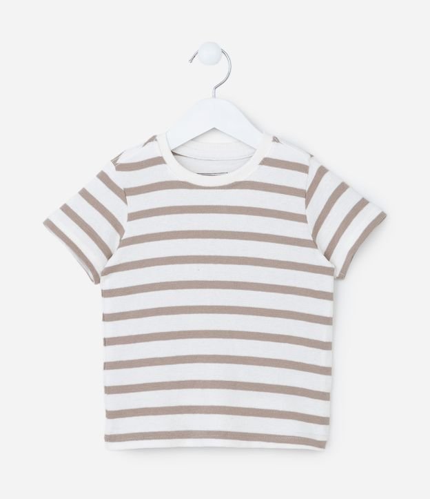 Camiseta Infantil com Estampa Listras a Fio Tinto - Tam 1 a 6 Anos