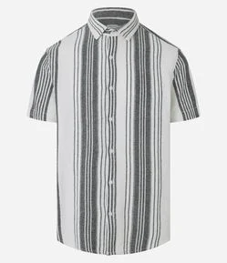 Camisa em Algodão com Textura e Listras Diversas