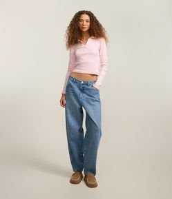 Calça Balloon em Jeans com Recortes Laterais