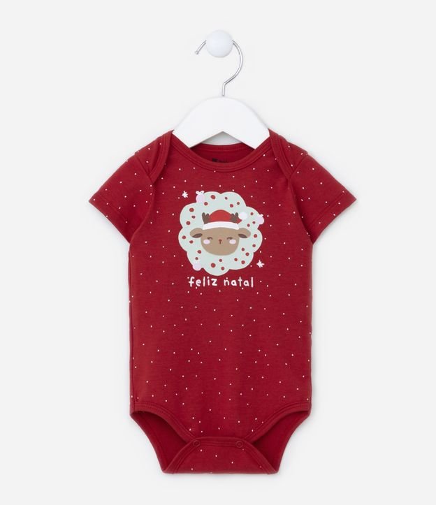 Body Infantil com Estampa Rena de Natal - Tam RN a 18 meses