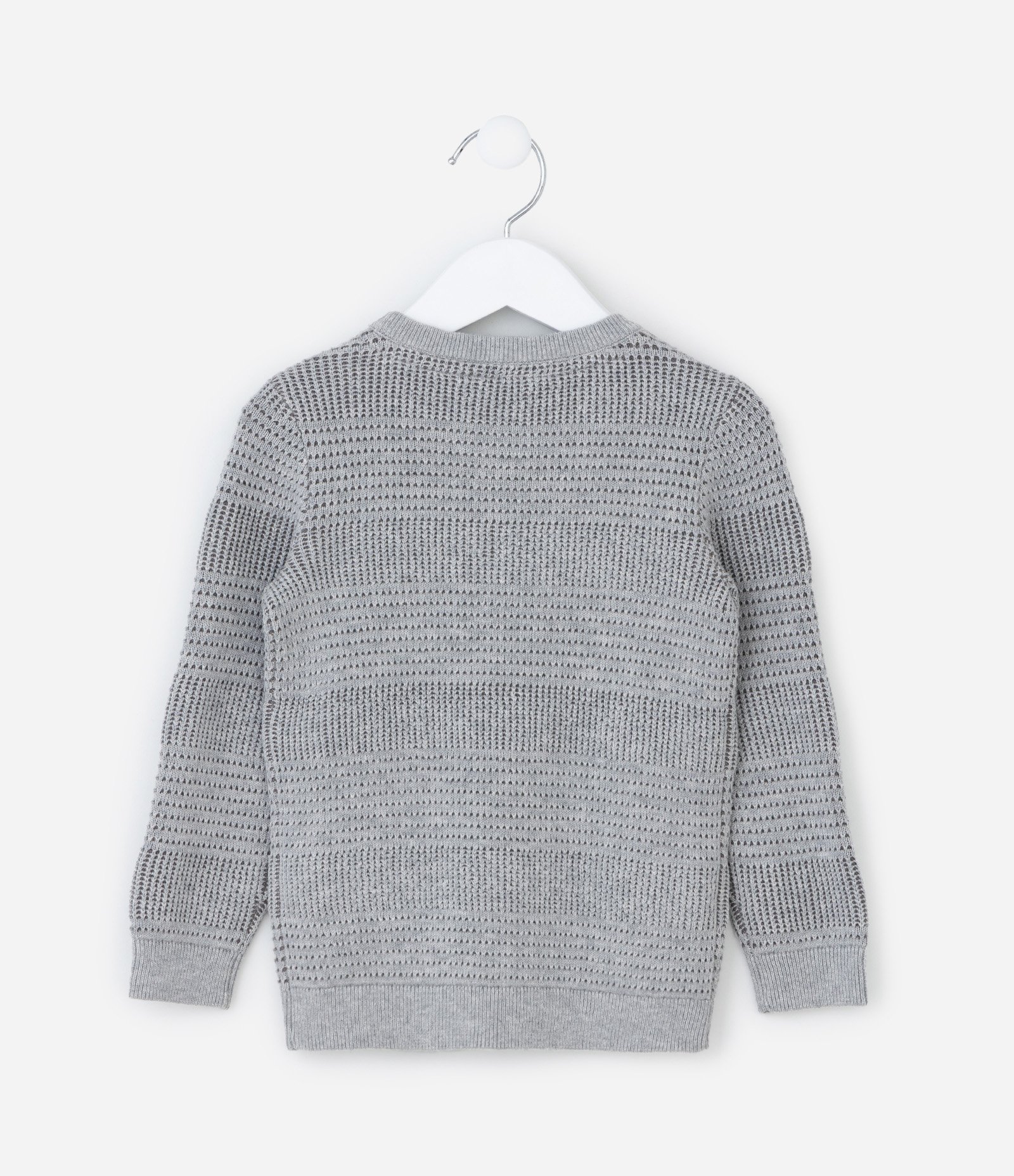 Suéter Infantil em Tricô Texturizado - Tam 1 a 5 Anos Cinza 2