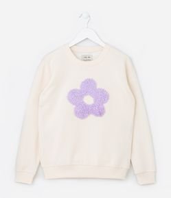 Blusão Infantil com Bordado de Flor - Tam 5 a 14 Anos