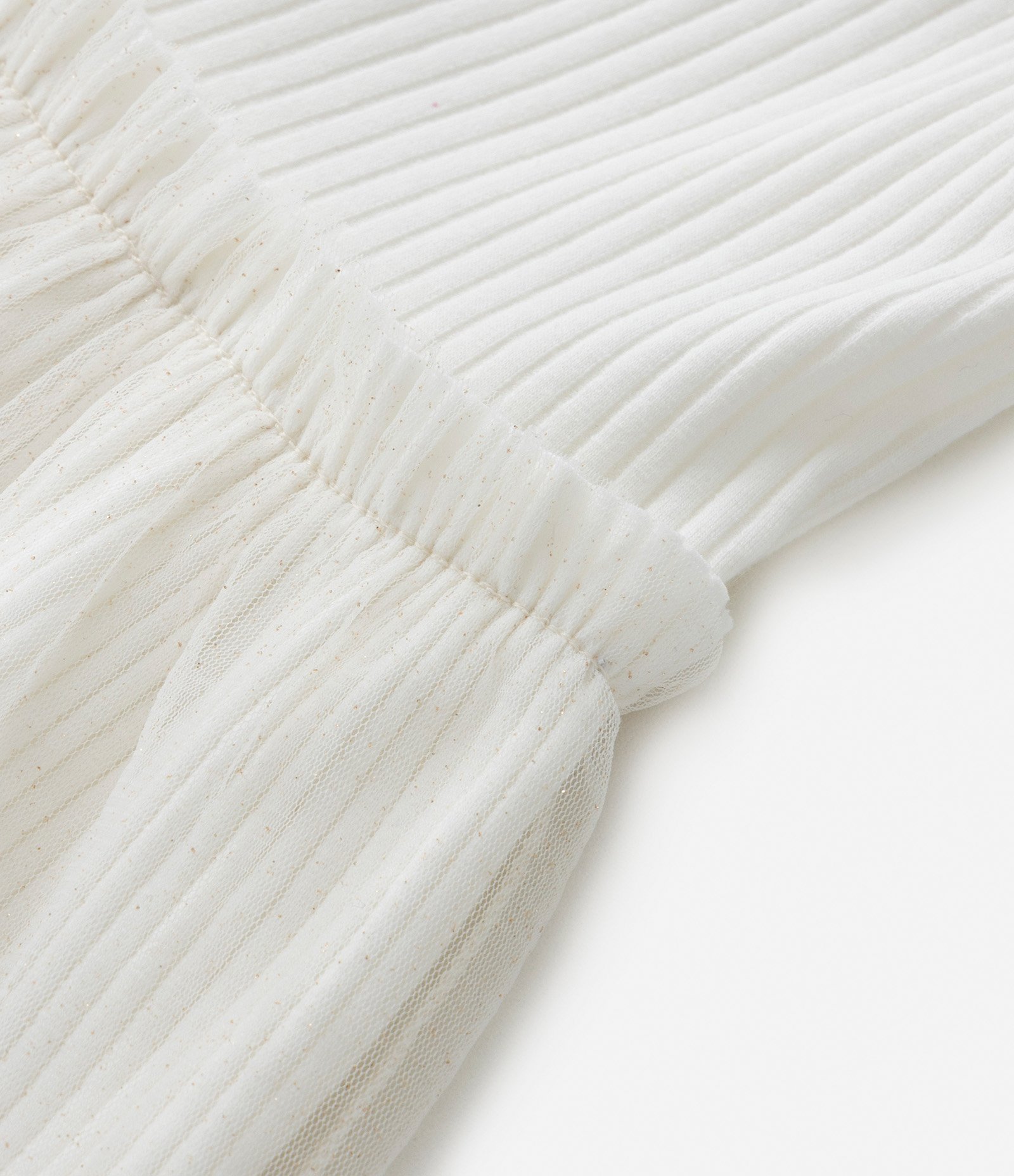 Vestido Infantil Texturizado com Tule - Tam 0 a 18 meses Off White 4