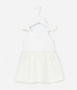 Vestido Infantil Texturizado com Tule - Tam 0 a 18 meses