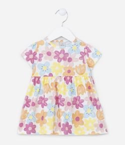Vestido Infantil em Algodão com Estampa Floral - Tam  0 a 18 meses