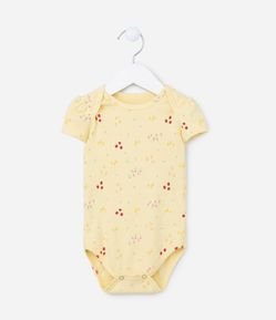 Body Infantil Canelado com Estampa Frutinhas - Tam RN a 18 meses