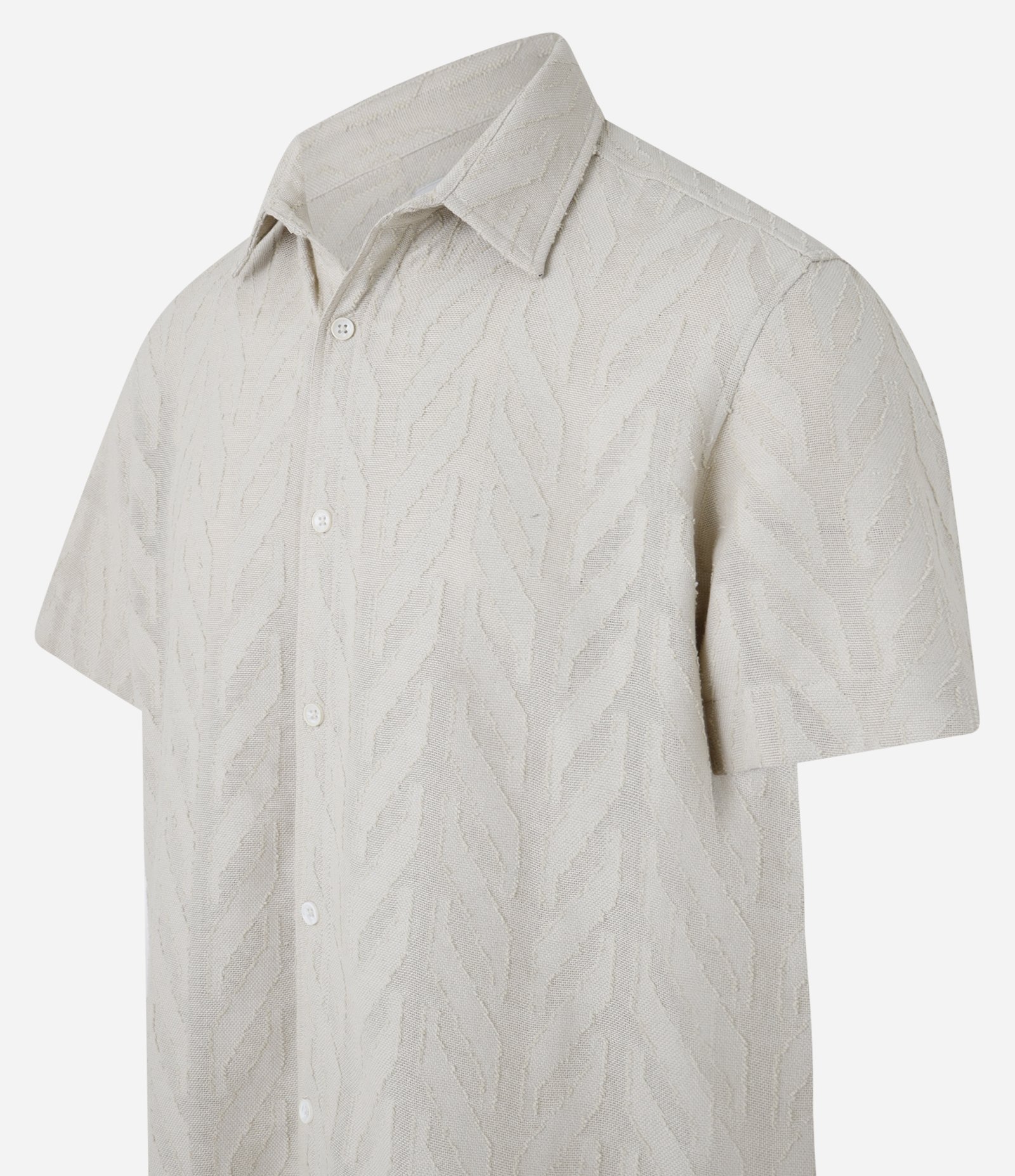 Camisa Regular em Algodão com Textura Jacquard em Revelo Cinza 2