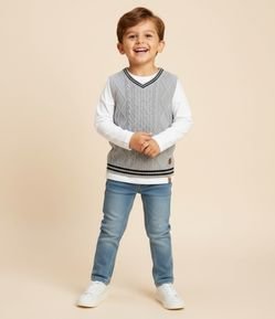 Colete Infantil em Tricô com Textura - Tam 1 a 5 Anos