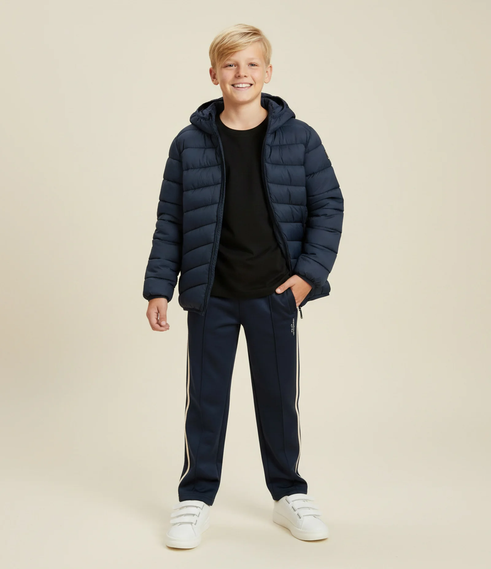 Jaqueta Ultraleve Infantil com Capuz - Tam 5 a 14 Anos Azul 1