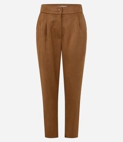 Calça em Suede com Cós Elástico e Bolsos