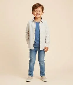 Camisa Básica Infantil em Oxford com Bolso - Tam 1 a 5/6 Anos